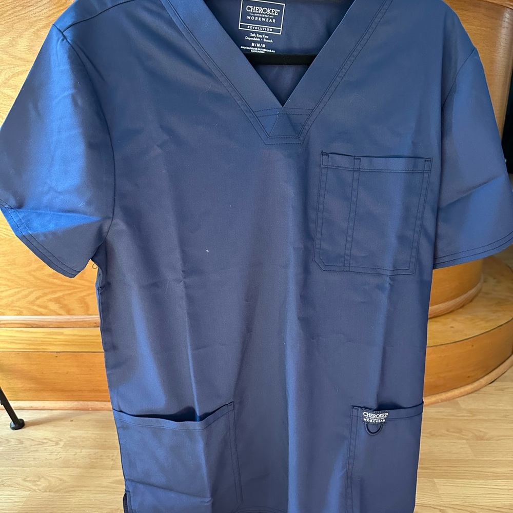 NWT NAVY BLUE Cherokee Men's Modern Fit Scrub Set